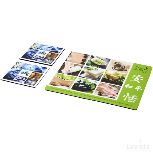 Q-Mat® driedelige combiset van muismat en onderzetter 3 Zwart