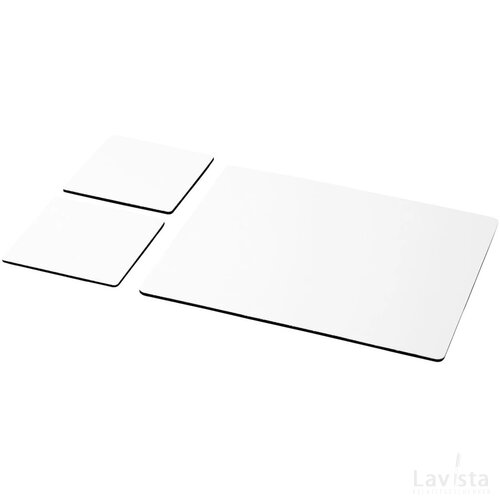 Q-Mat® driedelige combiset van muismat en onderzetter 3 Zwart